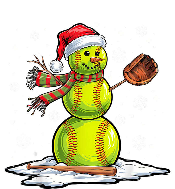 Softball Snowman Softball Player Santa Hat Christmas Funny T-Shirt