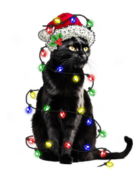 Black Cat Christmas Lights Santa Funny Cat Dad Mom Xmas Gift T-Shirt