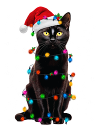 Black Cat Christmas Lights Santa Funny Cat Dad Mom Xmas Cool Gift T-Shirt