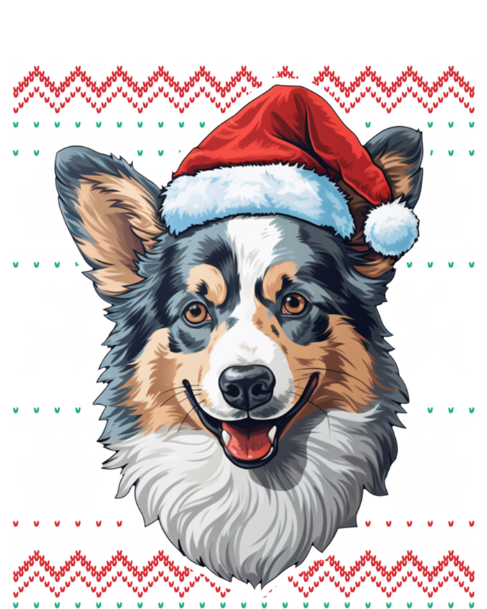 Blue Merle Corgi Santa Hat Christmas Funny Dog Mom Dad Cute Gift Tall Long Sleeve T-Shirt