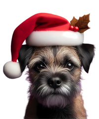 Border Terrier With Santa Hat Christmas Dog Owner Lover Mom Gift T-Shirt