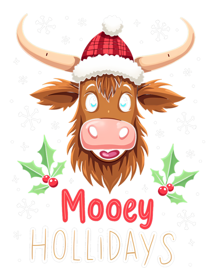 Mooey Holidays Santa Hat Merry Christmas Highland Cow Cute Gift Long Sleeve Shirt