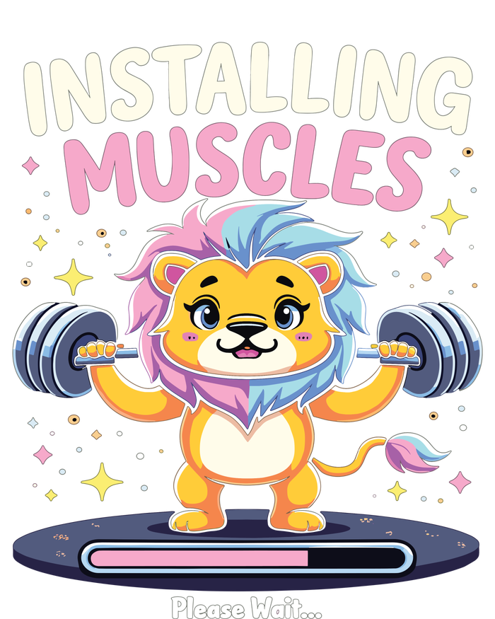 Installing Muscles Lion Lion Strength Training Workout Fitne T-Shirt