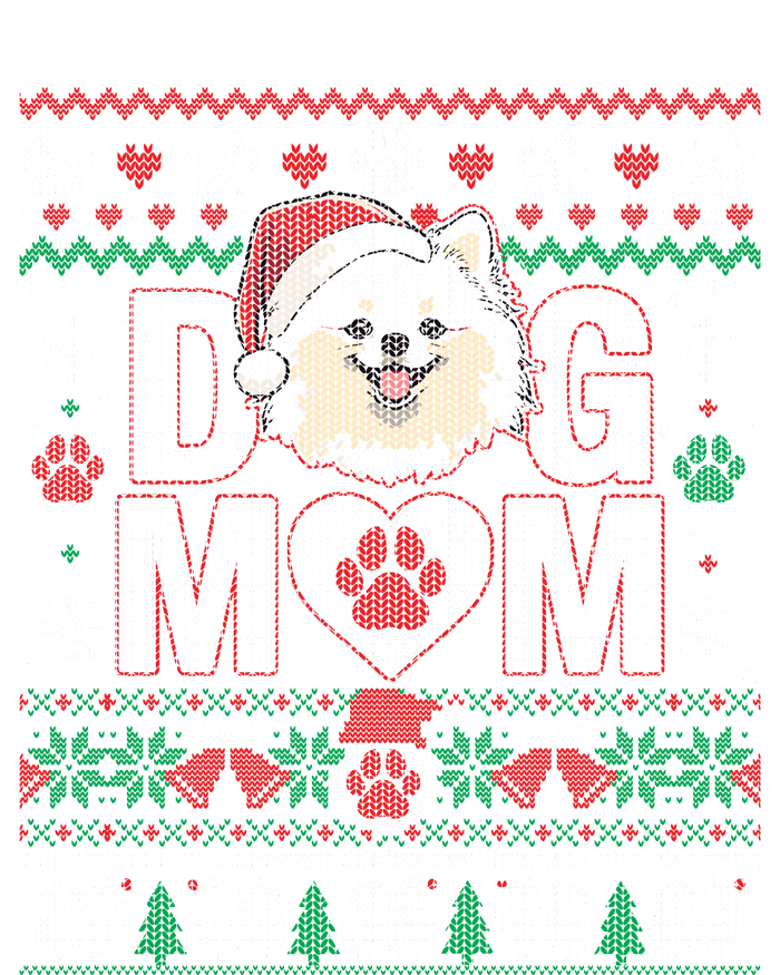 White Pomeranian Best Dog Mom Ugly Christmas Pattern Flat Bill Trucker Hat