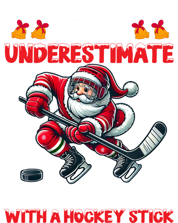 Never Underestimate Old Hockey Stick Santa Snowflakes Funny Gift T-Shirt