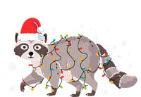 Raccoon Wearing Santa Hat Snowflakes Christmas Lights Gift T-Shirt