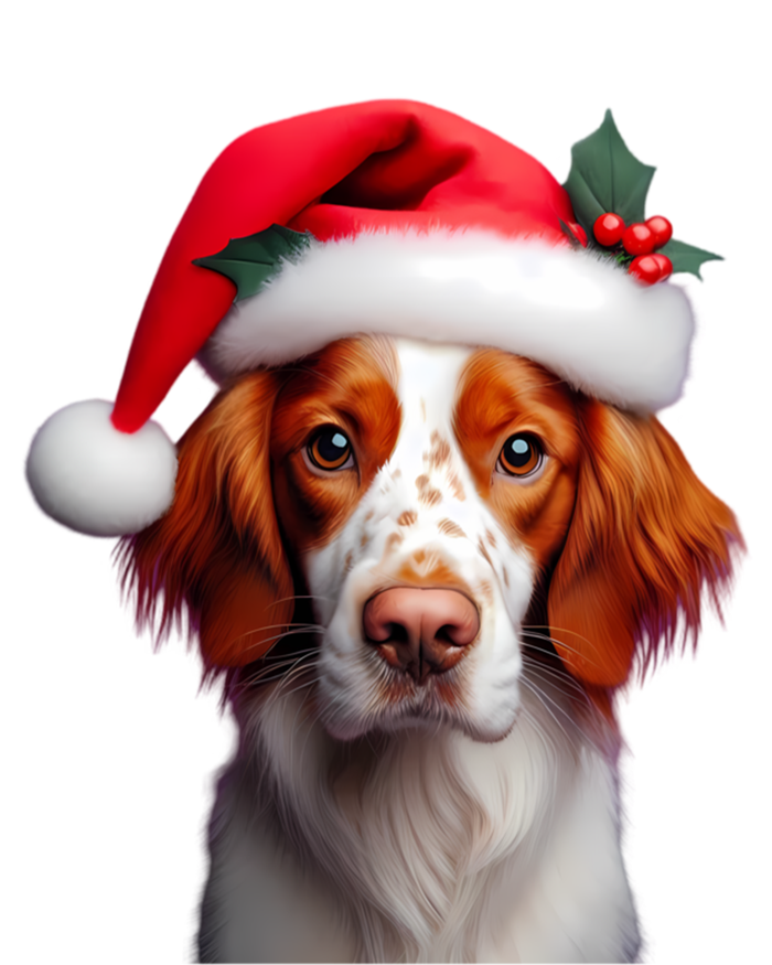 Brittany With Santa Hat Christmas Xmas Dog Owner Lover Mom Gift T-Shirt