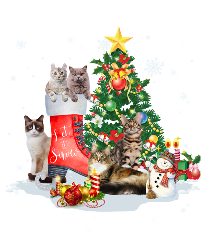 Cat Santa Christmas Tree For Cat Mom Cat Dad Cat Lover Gift Women's V-Neck T-Shirt