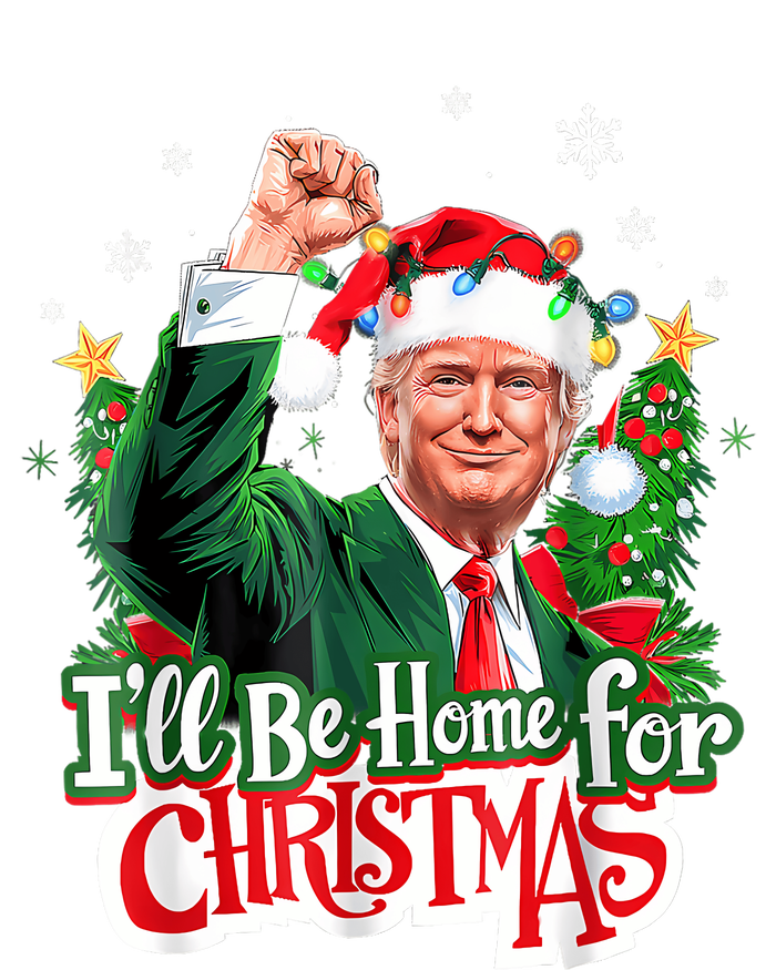 ILl Be Home For Christmas Funny Trump Santa 2024 Long Sleeve Pajama Set