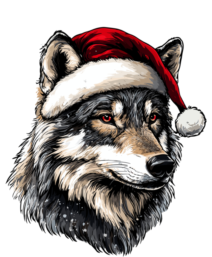 Wild Animals Lover Christmas Gift Wolf Santa Hat T-Shirt