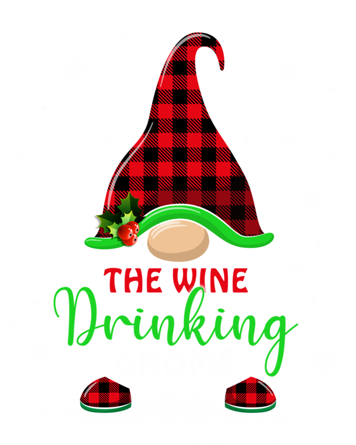 The Wine Drinking Gnome Christmas Gift Xmas Matching Buffalo Plaid Flat Bill Trucker Hat