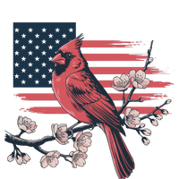 Red Cardinal Floral Flag Design Patriotic Birdwatching Cooling Performance Crew T-Shirt