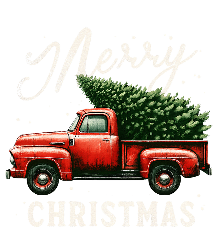 Merry Christmas Tree On Red Truck Wagon Vintage Xmas T-Shirt