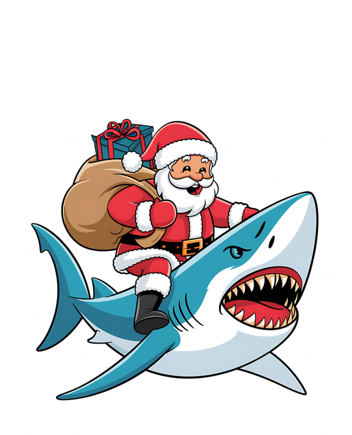 Funny Christmas Snowflakes Merry Sharkmas Santa Riding Shark T-Shirt