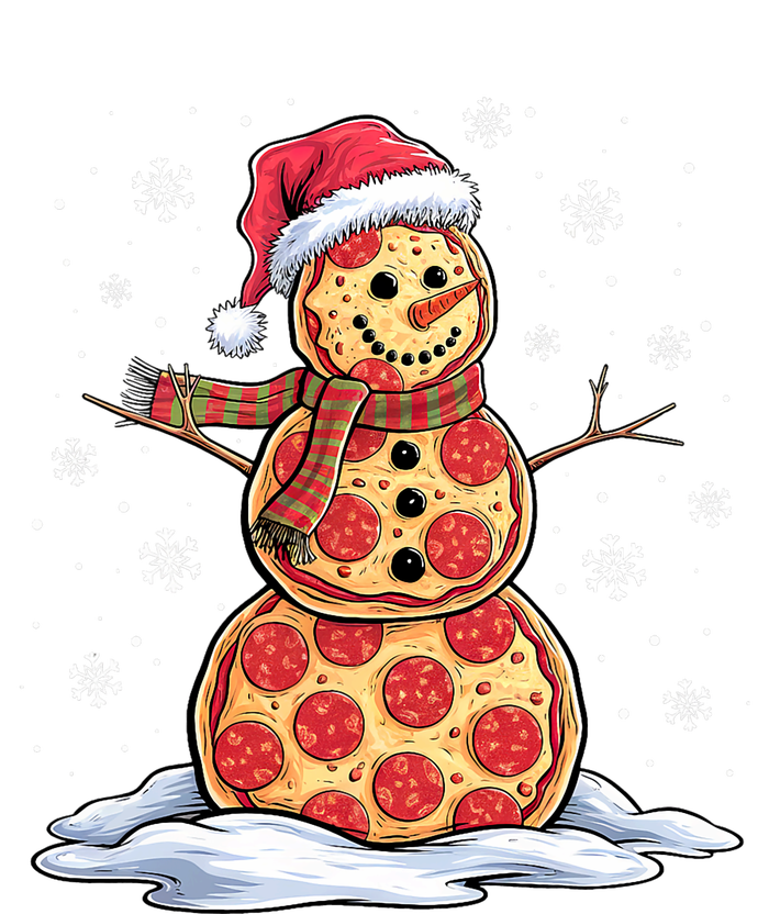 Pizza Snowman Santa Hat Christmas Pizza Party Funny Women's Fleece Hoodie