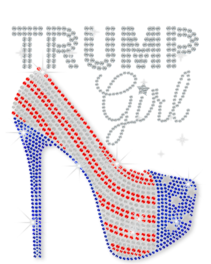 Trump Girl High Heel Faux Rhinestone Us Flag Vote Trump 2024 T-Shirt