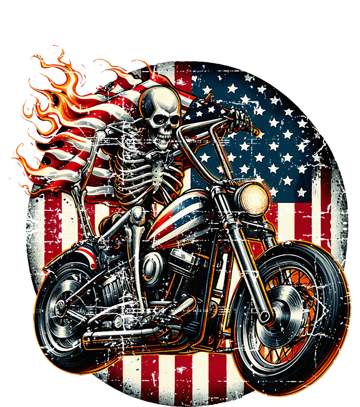 Usa Flag Motorcycle Skeleton Biker 4th July American Patriot Kids Sweatshirt