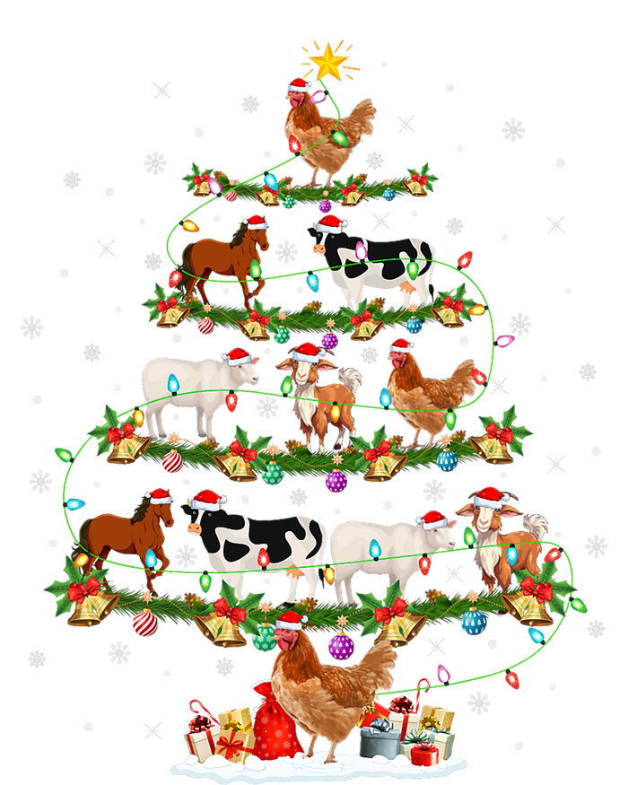 Chicken Cow Goat Horse Farm Animal Farmer Christmas Tree City Backpack