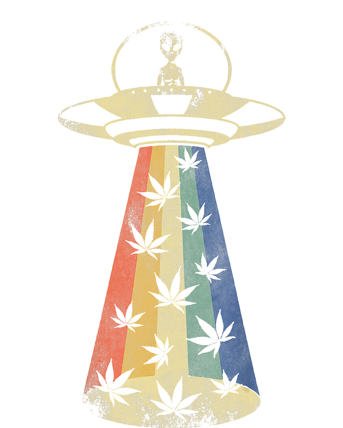 Alien Ufo Abduction Weed Cannabis Marijuana Leaf Funny Toddler T-Shirt