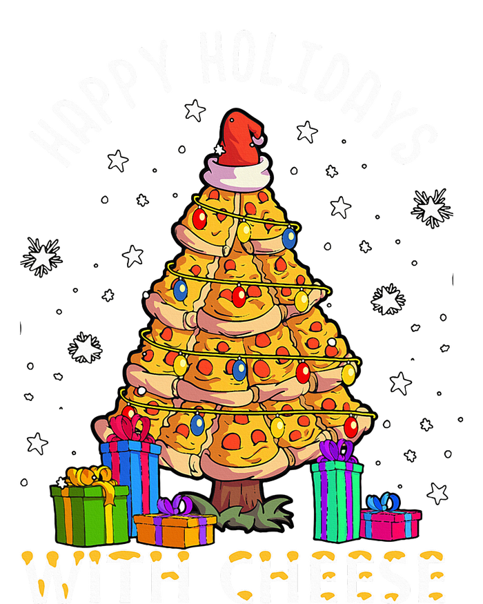 Happy Holidays With Cheese Pizza Christmas Tree T-Shirt