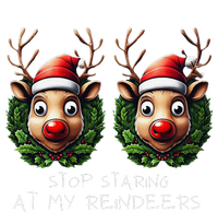 Funny Stop Staring At My Reindeers Boobs Ugly Gag Xmas T-Shirt