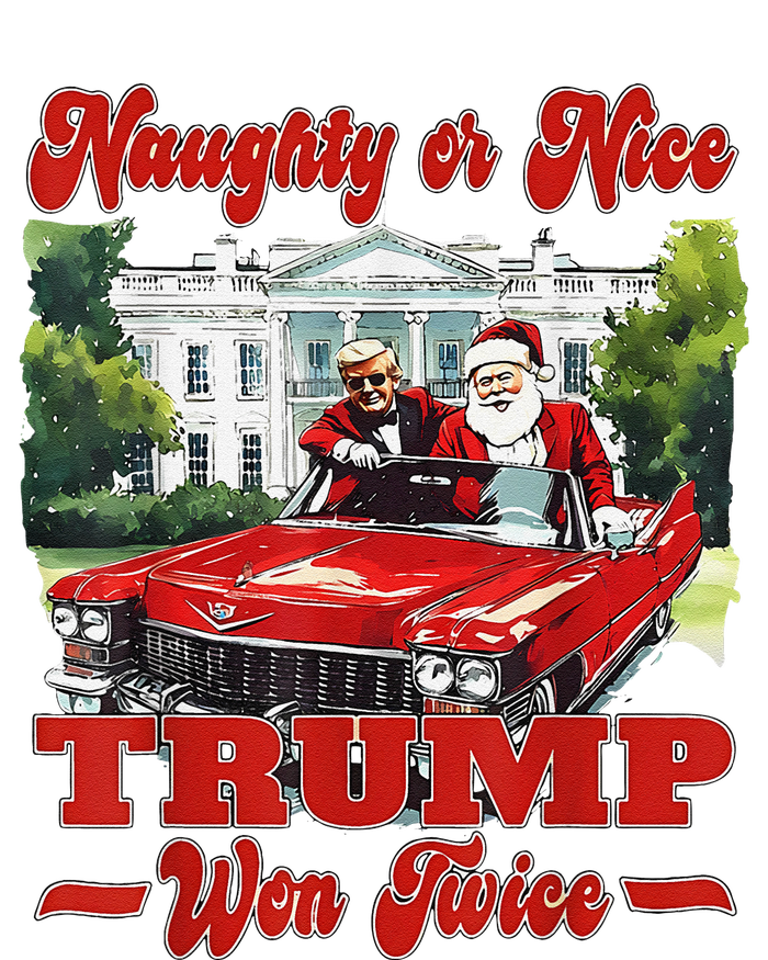 Funny Trump And Santa Naughty Or Nice Trump Won Twice T-Shirt