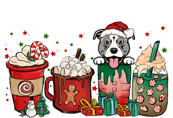 Christmas Pitbull Dog Coffee Cups Xmas Winter Pet Dog Mom Funny Gift T-Shirt