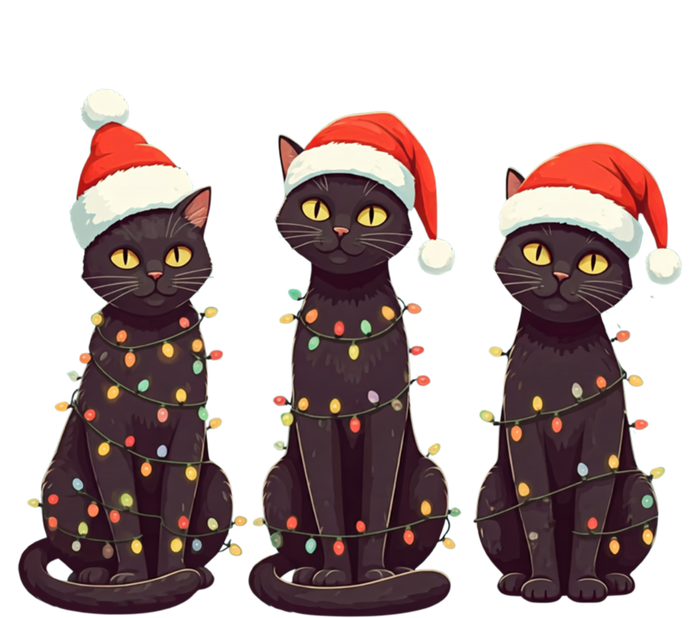 Cute Black Cat Santa Christmas Lights Cat Kitty Pajamas Xmas Cool Gift T-Shirt