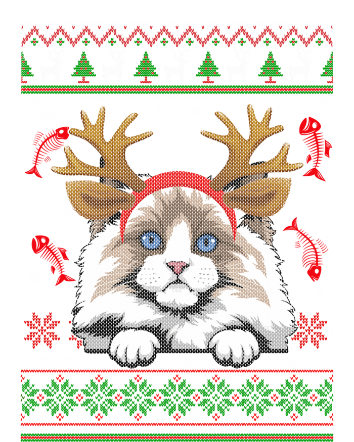 Cute Reindeer Ragdoll Cat Xmas Lights Ugly Christmas Cute Gift T-Shirt