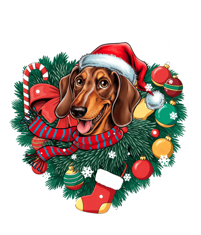 Dachshund Christmas Heart Wreath Santa Hat Dog Mom Dog Lover Gift Bumper Sticker