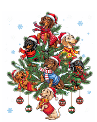 Dachshund Dog Christmas Tree Funny Dachshund Lovers Dog Mom Funny Gift Striped Beanie with Solid Band