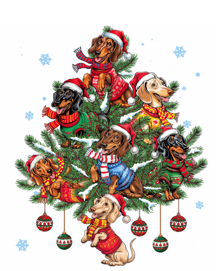 Dachshund Dog Christmas Tree Funny Dachshund Lovers Dog Mom Funny Gift Striped Beanie with Solid Band