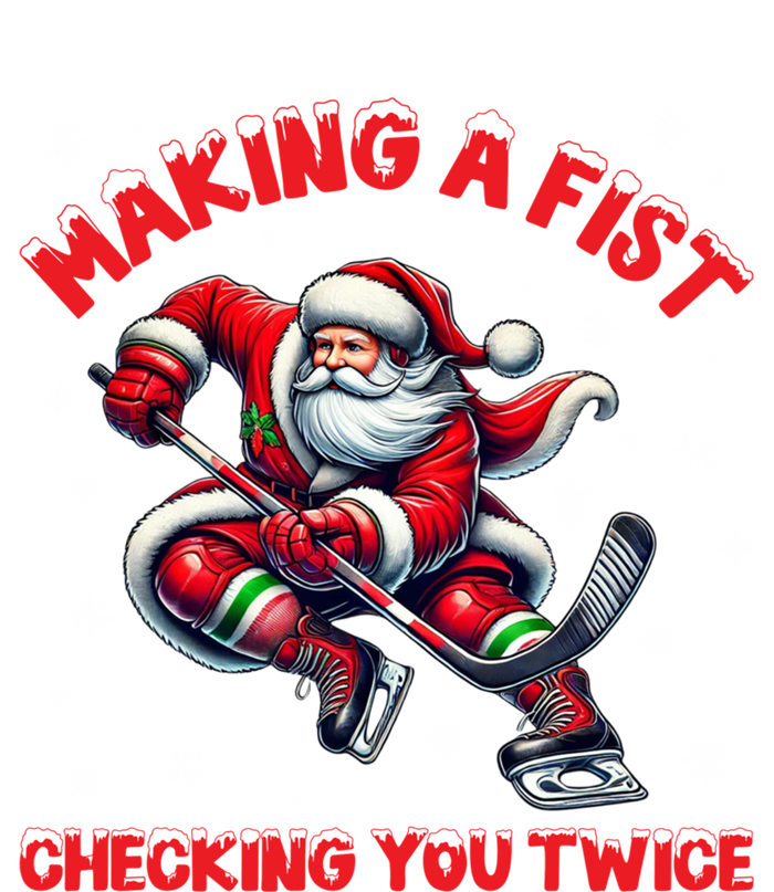 Making A Fist Checking You Twice Ice Hockey Xmas Snowflakes Gift T-Shirt