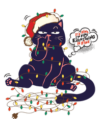 Funny Tangled Christmas Lights Cat Im Fine Everything Is Fine Button