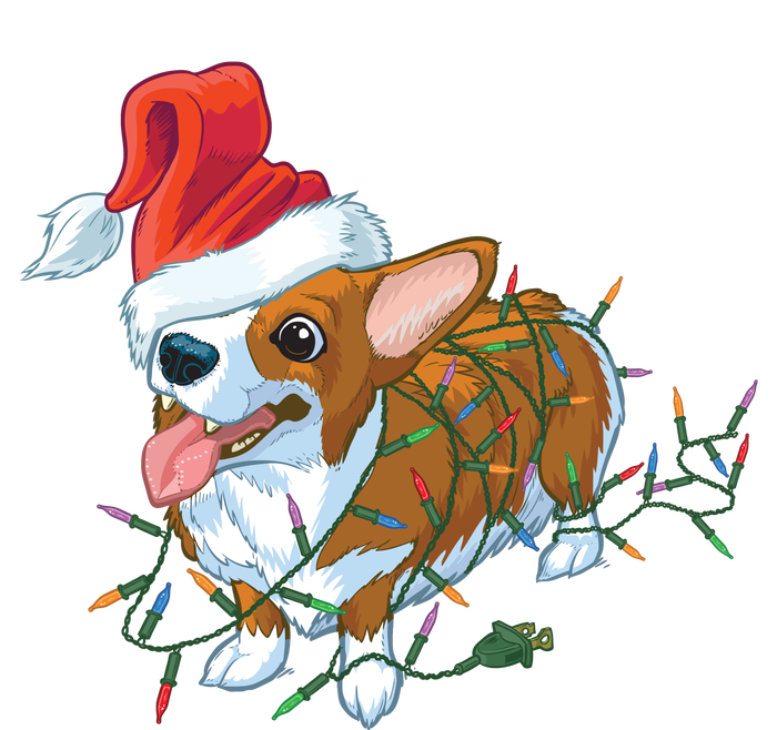 Funny Tangled Christmas Lights Corgi Dog Cooling Performance Crew T-Shirt