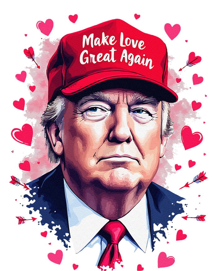 Make Love Great Again Funny Trump ValentineS Day 2025 T-Shirt