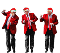 Christmas Donald Trump President 2024 Dancing Funny Santa Cooling Performance Long Sleeve Crew