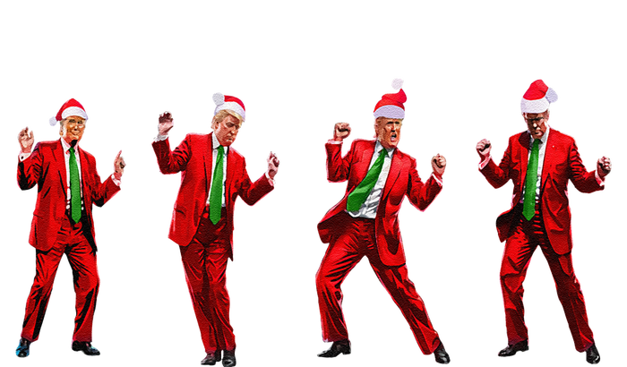 Funny Trump Dance Santa Claus Christmas Xmas Pajamas Holiday Cooling Performance Long Sleeve Crew