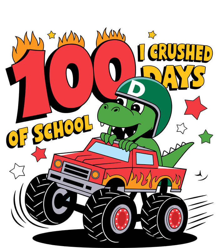 100 Days Of School Monster Truck 100th Day Of School Trex Flat Bill Trucker Hat