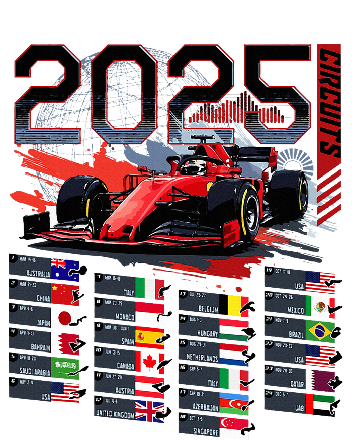 Formula Racing Calendar 2025 Schedule G.R.A.N.D P.R.I.X Circuit T-Shirt