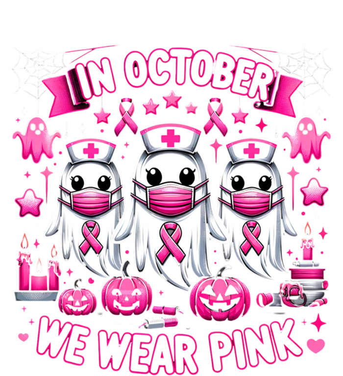 In October We Wear Nurse Ghost Halloween Breast Cancer Cute Gift Zip Tote Bag