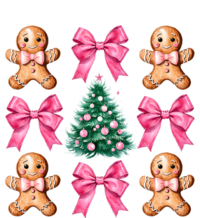 Cute Coquette Bow Xmas Gingerbread Man Christmas Tree T-Shirt