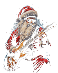 Rock Guitar Santa Claus Playing Guitar Funny Christmas Women's V-Neck T-Shirt