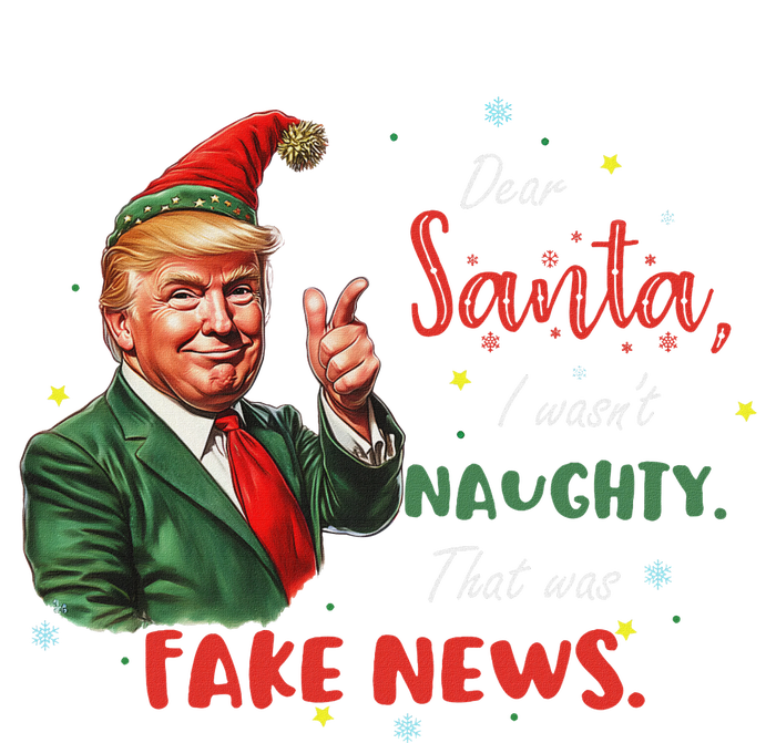 Christmas Trump Dear Santa Fake News Funny Xmas Trump 47 Yupoong Adult 5-Panel Trucker Hat