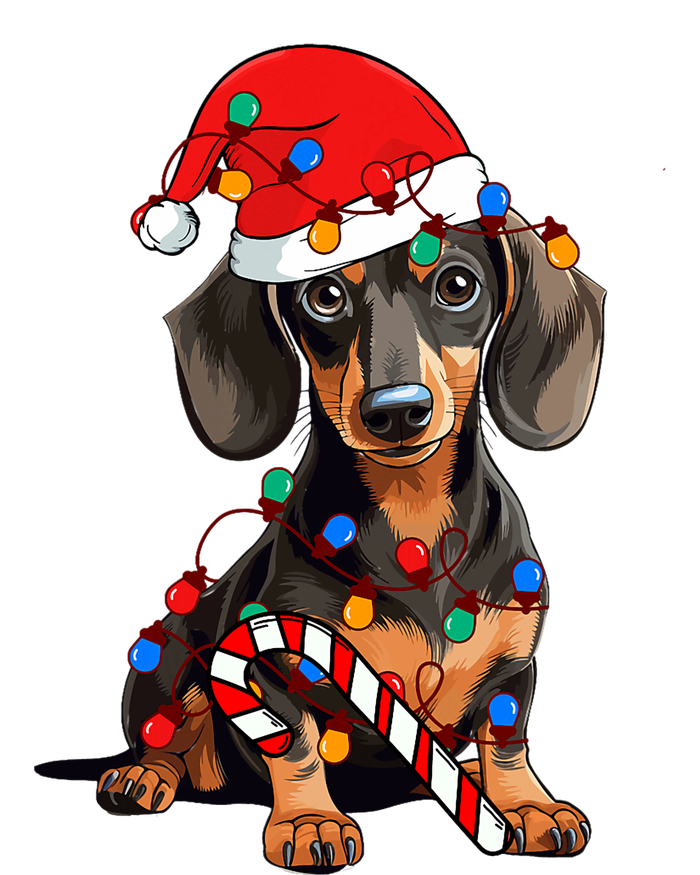 Dachshund Santa Christmas Lights Xmas Dog Lover Xmas Pajama Cropped Pullover Crew