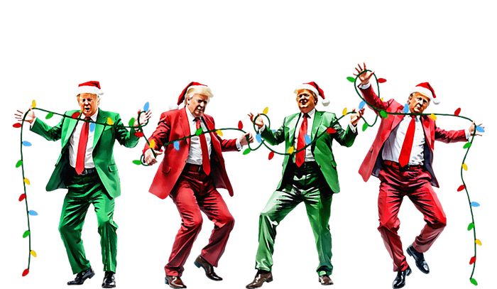 Funny Trump Dance Santa Claus Christmas Xmas Pajamas Ymca Women's Long Sleeve Flannel Pajama Set 