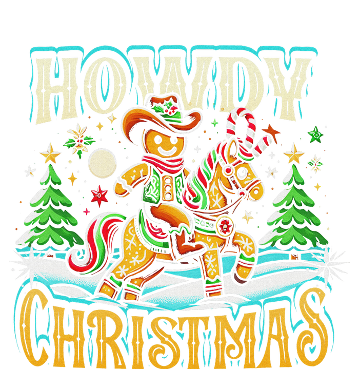 Howdy Christmas Gingerbread Man Cowboy Ride Horse Western T-Shirt