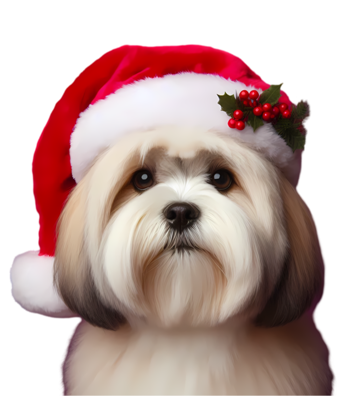 Lhasa Apso With Santa Hat Christmas Dog Owner Lover Mom Dad Gift T-Shirt