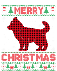 Merry Christmas Siberian Husky Dog Buffalo Red Plaid Sweater Long Sleeve Cooling Performance Long Sleeve Crew