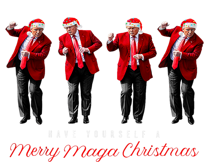 Funny Santa Trump Have Yourself A Merry Maga Christmas Xmas Women's Long Sleeve Flannel Pajama Set 